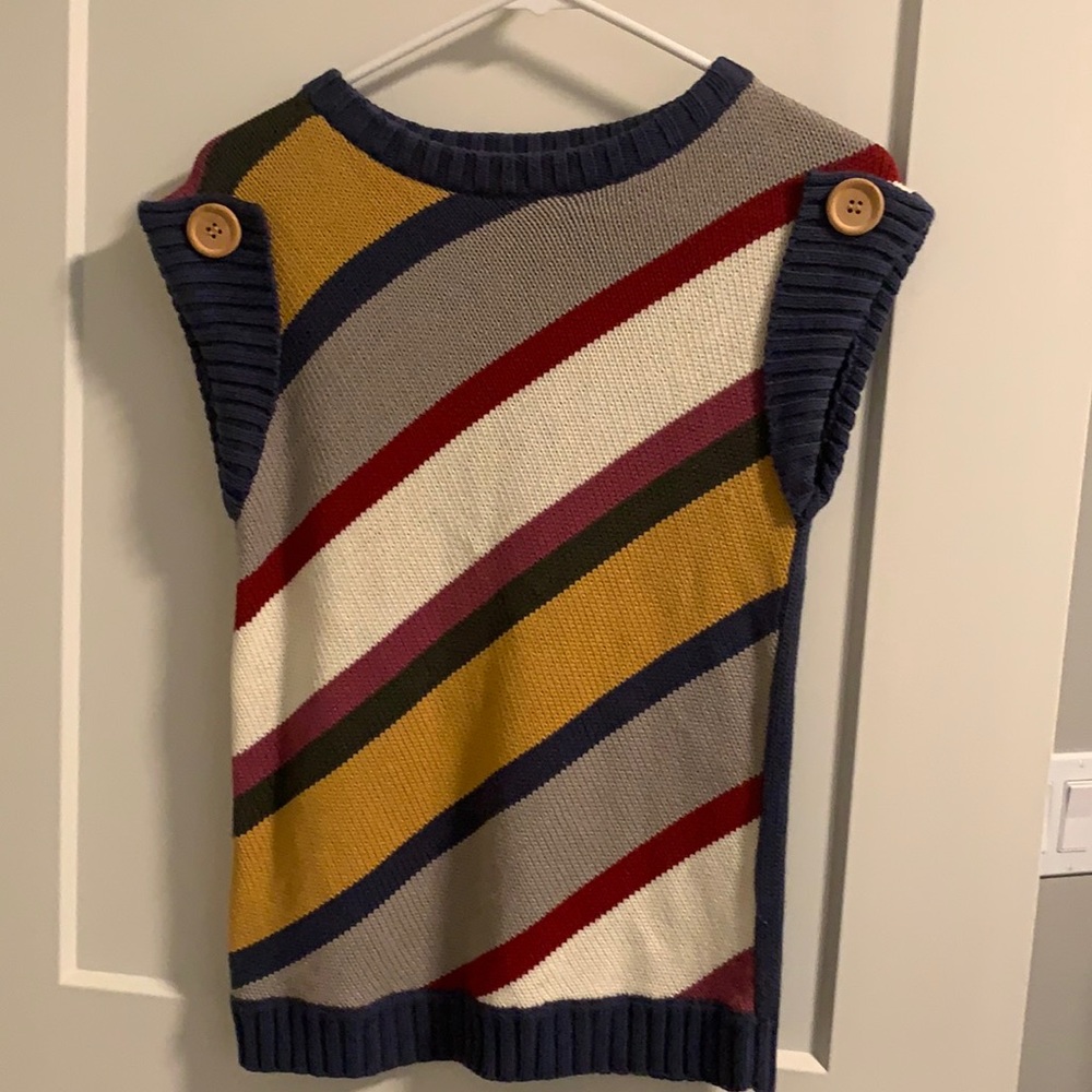 Spring Clifton Anthropologie sleeveless sweater striped blue S
